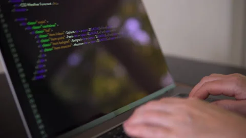 Person is learning to program. Footage with hands and laptop. Stock Footage 202263689