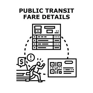 Person learning public transit fare details online Stock Illustration