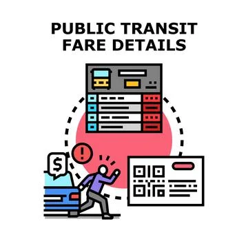 Person learning public transit fare details online Stock Illustration