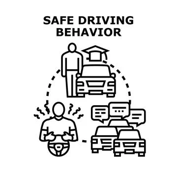 Person learning safe driving behavior avoiding road rage Stock Illustration