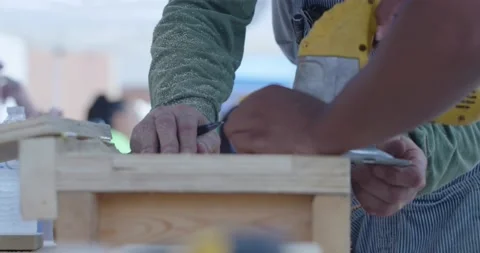 Person Learning to Use a Jig Saw Stock Footage 200842974
