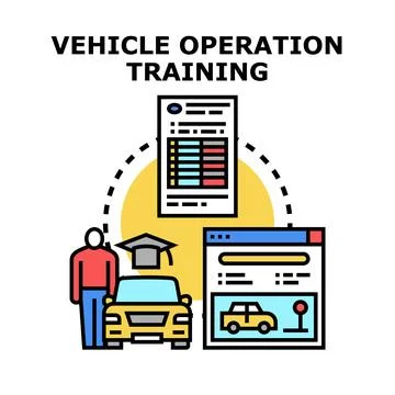 Person learning vehicle operation training and driving lessons Stock Illustration