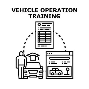 Person learning vehicle operation training and driving lessons イラスト素材