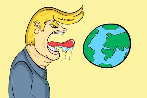 The person licks the planet Stock Illustration