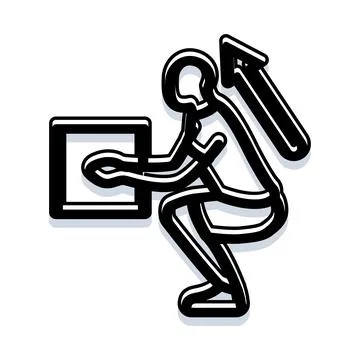 Person lifting box using correct posture icon イラスト素材