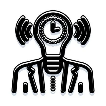 Person light bulb head broadcasting time management concept 스톡 일러스트