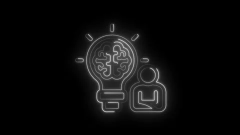 Person with lightbulb brain idea glowing animation on black background crea.. Stock Footage 312311728