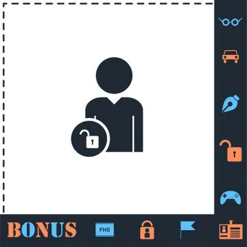 Person lock icon flat Stock Illustration