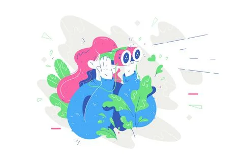 Person looking in binoculars Stock Illustration