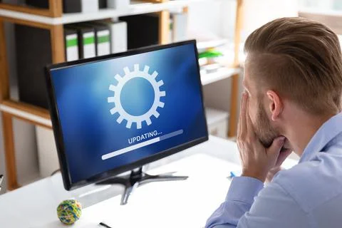 Person Looking At Computer Screen 스톡 사진