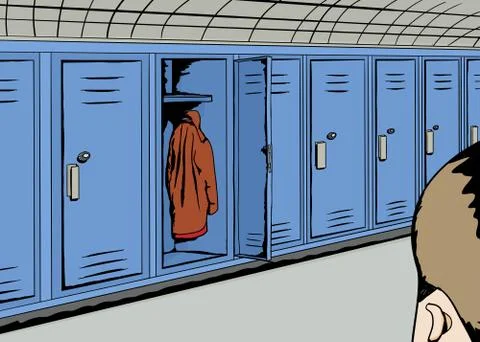 Person Looking at Empty Locker Stock Illustration