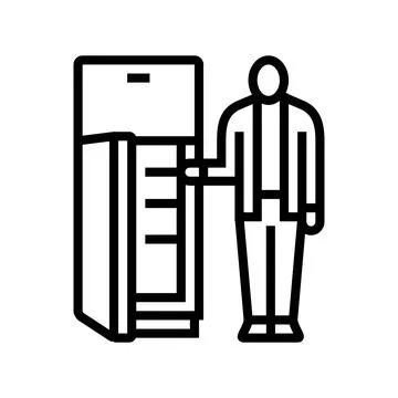 Person looking empty refrigerator line icon vector illustration Stock Illustration