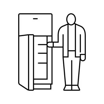 Person looking empty refrigerator line icon vector illustration Stock Illustration