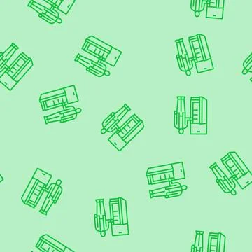 Person looking empty refrigerator line seamless pattern Illustrazione stock