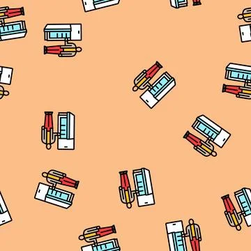 Person looking empty refrigerator vector seamless pattern Illustrazione stock