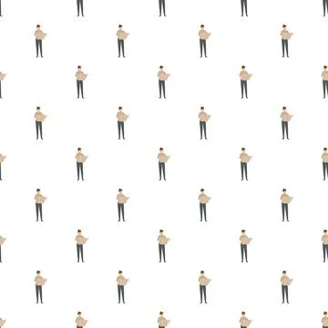 Person looking at map navigation seamless pattern Stock Illustration