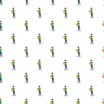 Person looking at map travel pattern seamless background Stock Illustration