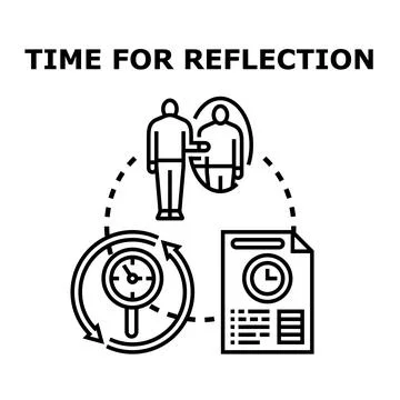Person looking in mirror, thinking about self analysis Stock Illustration