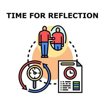 Person looking in mirror, thinking about self analysis Stock Illustration