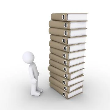 Person with a lot of paperwork Stock Illustration