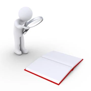 Person with a magnifier is looking for the answer Stock Illustration