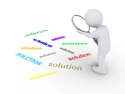 Person with magnifier looking for solution Stock Illustration