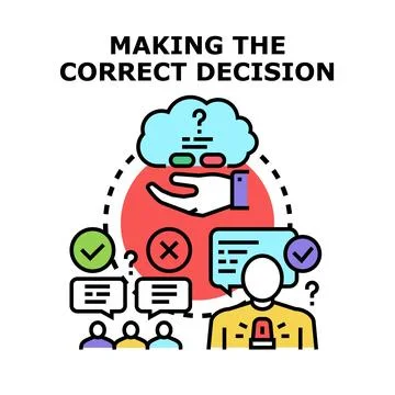 Person making a correct business decision choice Stock Illustration