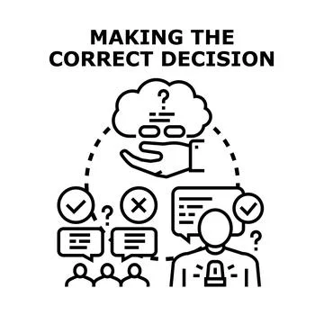 Person making a correct business decision choice Stock Illustration