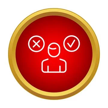 Person making decision with check mark cross options Stock Illustration