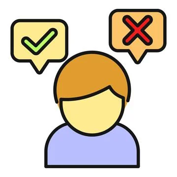 Person making a decision choosing right or wrong Illustrazione stock