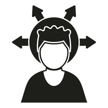 Person making decision with multiple direction arrows Illustrazione stock
