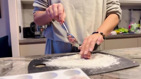 A person is making a dessert in a kitchen 스톡 동영상 271079822