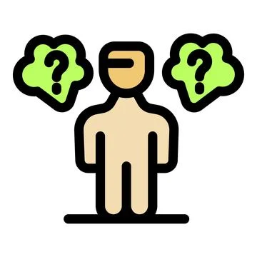 Person making a difficult decision, choosing between two options, question .. Stock Illustration