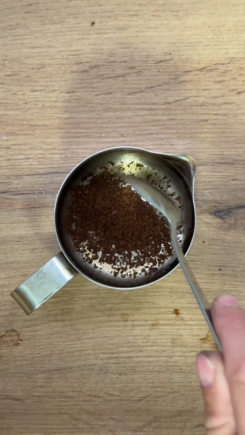 Person making instant coffee top view Stock Footage 339603419