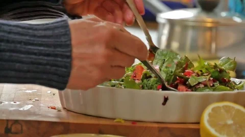 Person Making a Salad Stock Footage 72631812