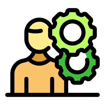 Person managing and implementing strategic business processes with gears イラスト素材