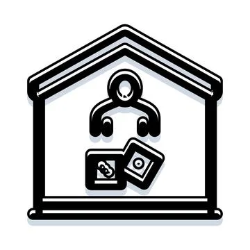 Person managing data inside secure home environment Illustrazione stock