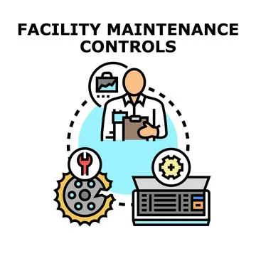 Person managing facility maintenance controls and repair operations Stock Illustration