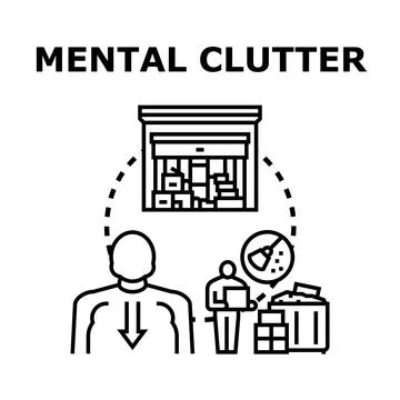 Person managing mental clutter and information overload Stock Illustration