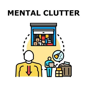 Person managing mental clutter and information overload Stock Illustration