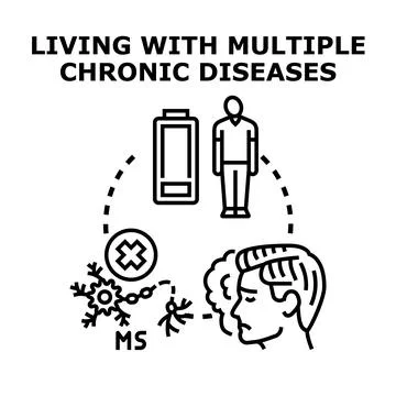 Person managing multiple chronic diseases concept vector Stock Illustration