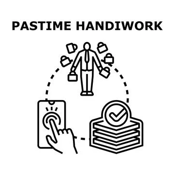 Person managing multiple tasks completing online handiwork Stock Illustration