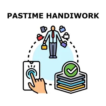 Person managing multiple tasks completing online handiwork Stock Illustration