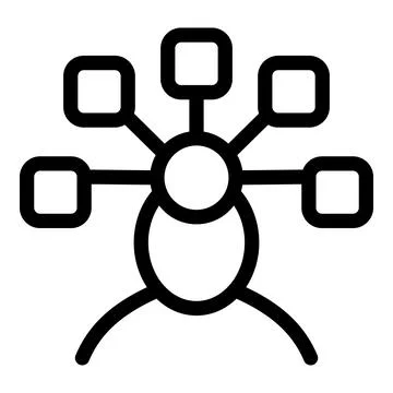 Person managing multiple tasks with connections and circles icon Stock Illustration