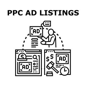 Person managing pay per click ad listings Stock Illustration