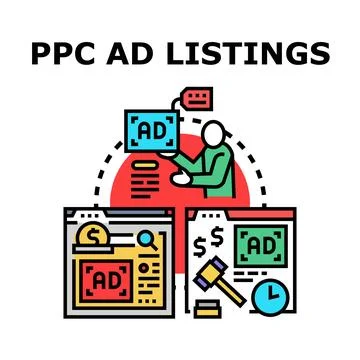 Person managing pay per click ad listings Stock Illustration