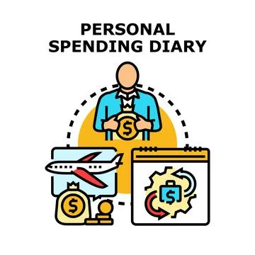 Person managing personal spending diary for budget planning Stock Illustration