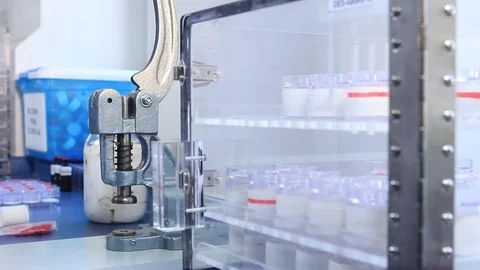 Person managing samples Stock Footage 77046811