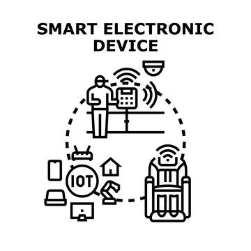 Person managing smart electronic devices and internet of things system Stock Illustration