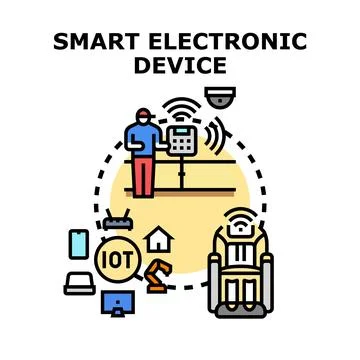 Person managing smart electronic devices and internet of things system Stock Illustration